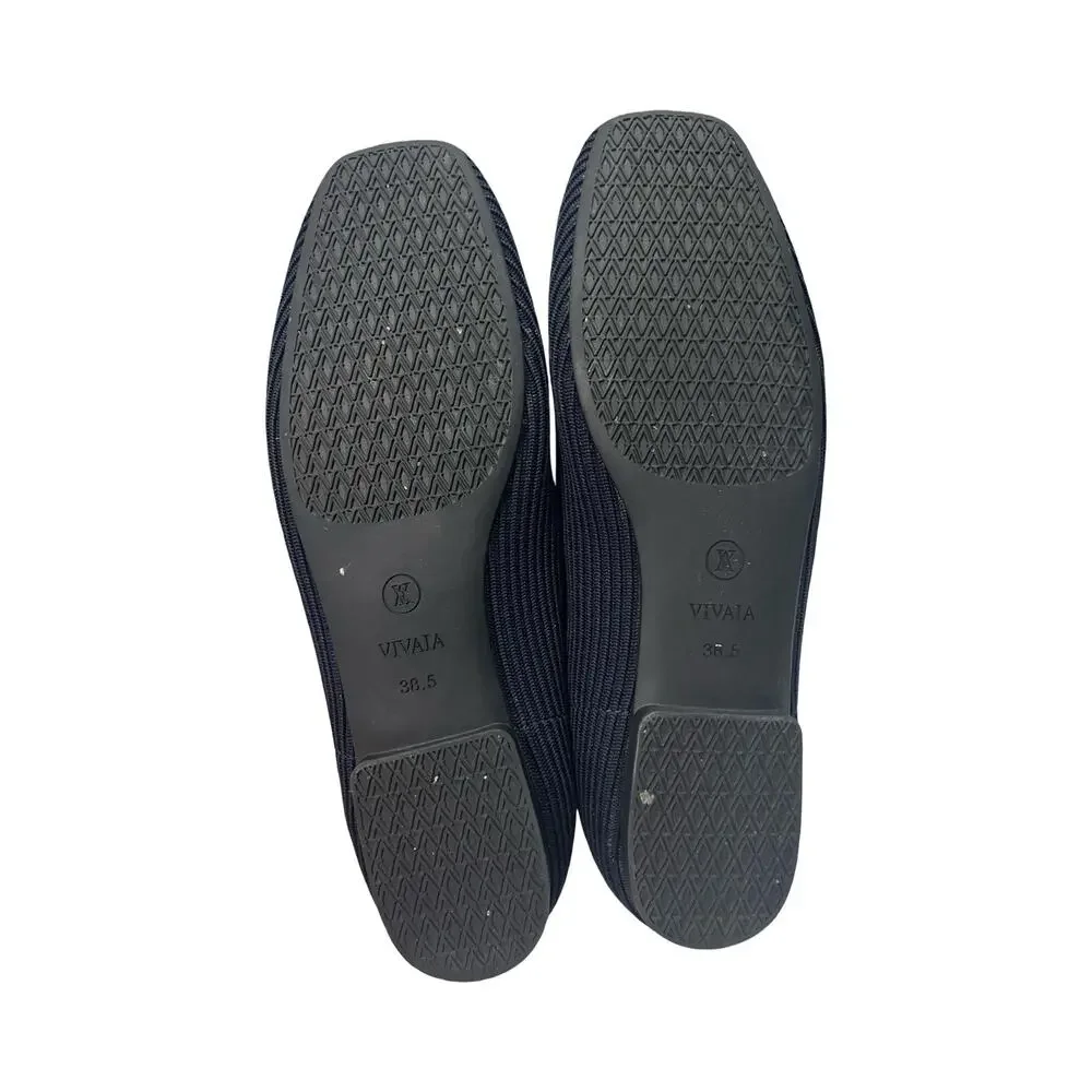 VIVAIA Womens EU 38.5 Blue Knit Ballet Flats Slip On Comfort Lightweight Casual
